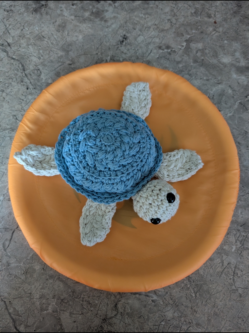 Crochet Turtle Stuffed Animal - Blue & Cream